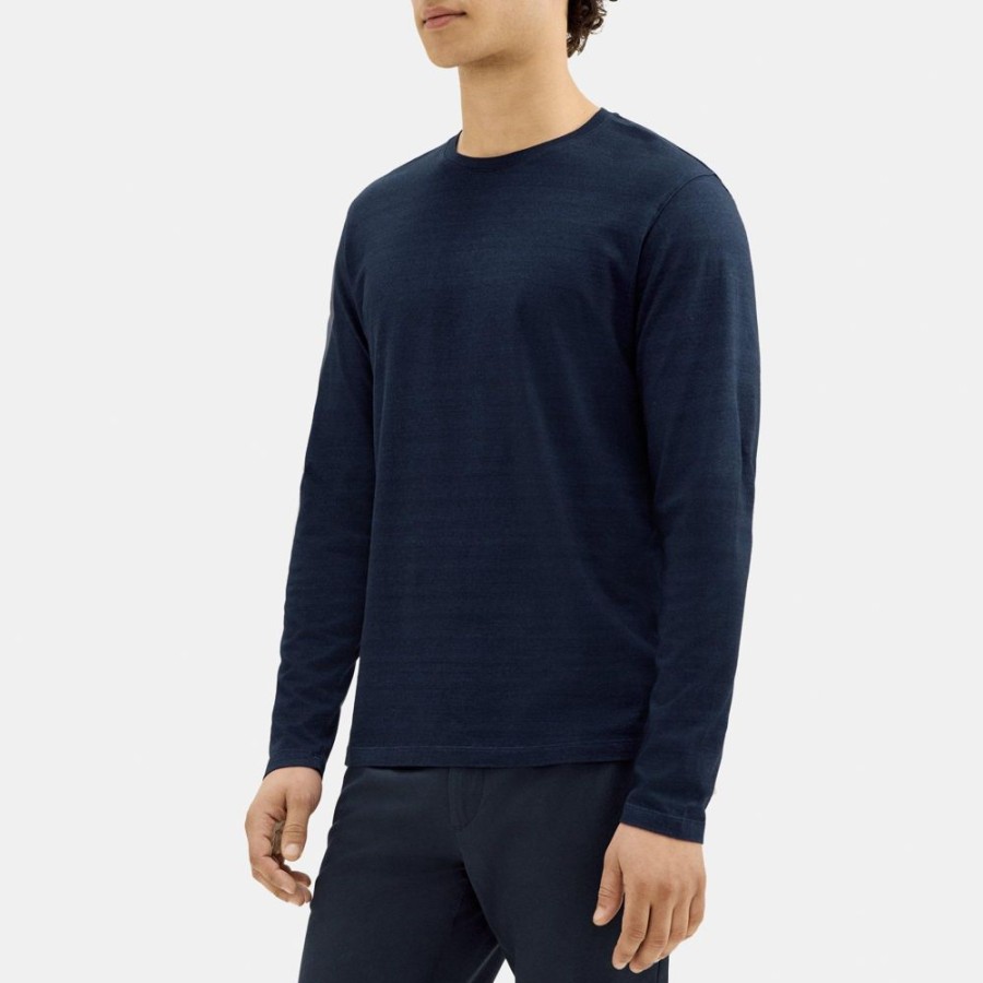 Men Theory Outlet | Relaxed Long-Sleeve Tee In Cotton-Modal Dark Indigo