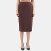 Women Theory Outlet | High-Waist Pencil Skirt In Sevona Stretch Wool Copper Rust