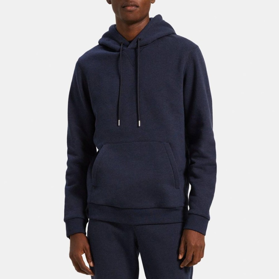 Men Theory Outlet | Essential Hoodie In Cotton Fleece Eclipse Melange