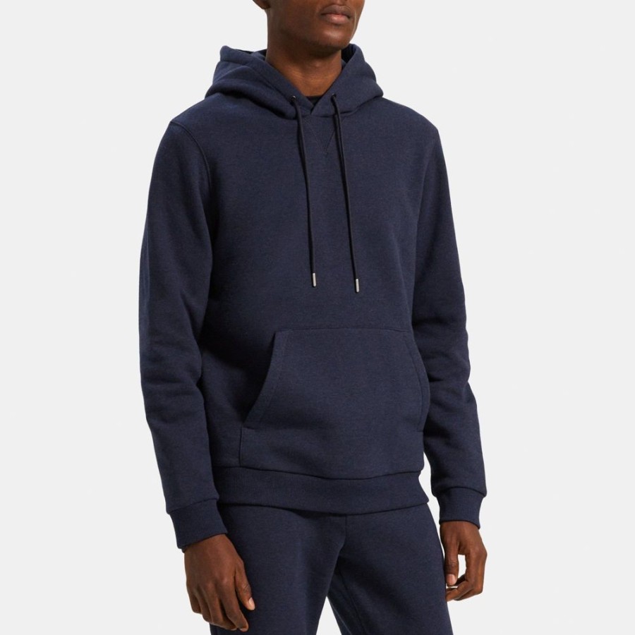 Men Theory Outlet | Essential Hoodie In Cotton Fleece Eclipse Melange