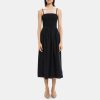 Women Theory Outlet | Smocked Midi Dress In Cotton Poplin Black