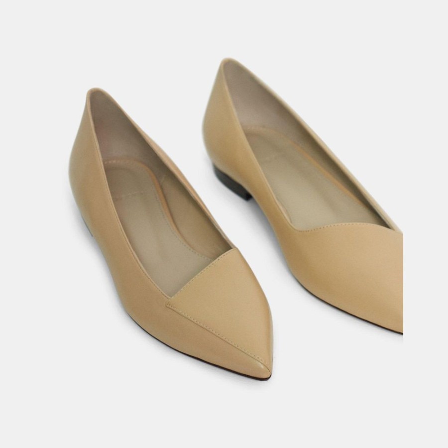 Women Theory Outlet | Pointed Flat In Leather Hay