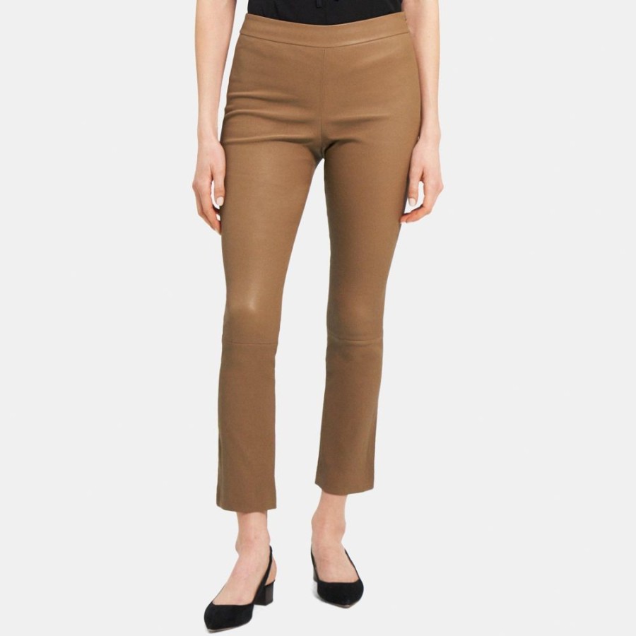 Women Theory Outlet | Slim Kick Pant In Leather Truffle