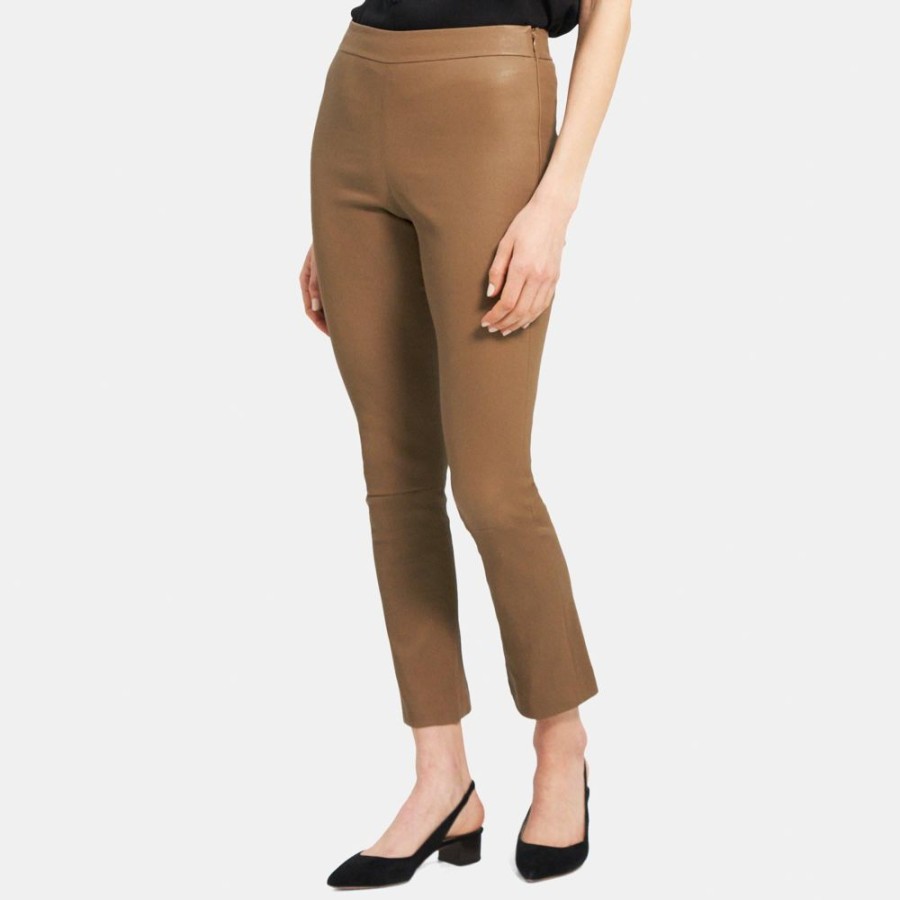 Women Theory Outlet | Slim Kick Pant In Leather Truffle