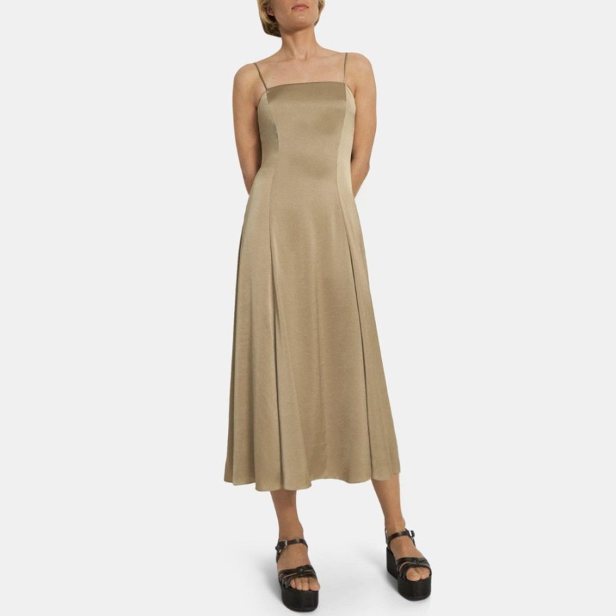 Women Theory Outlet | Cami Midi Dress In Crushed Satin Mesa