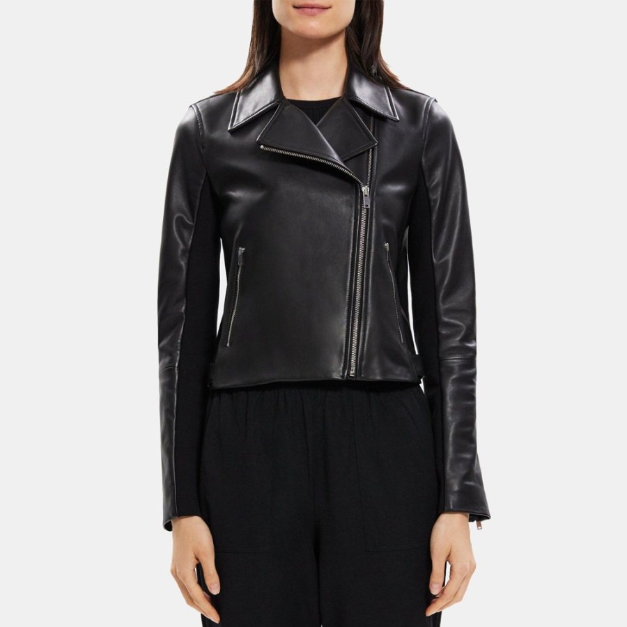 Women Theory Outlet | New Moto Jacket In Leather Black