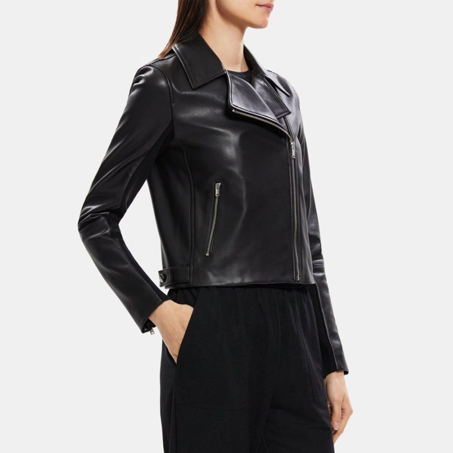 Women Theory Outlet | New Moto Jacket In Leather Black