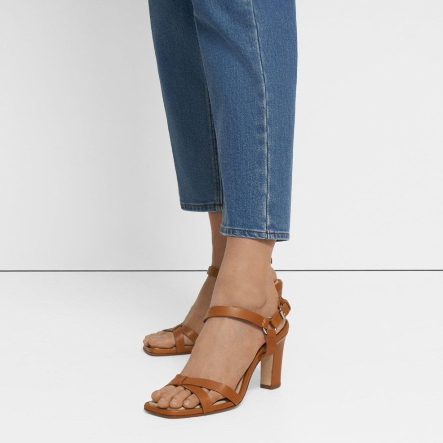 Women Theory Outlet | Block Heel Sandal In Leather Tan