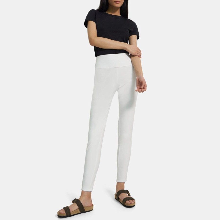 Women Theory Outlet | Yoke Legging In Stretch Cotton White