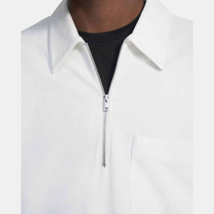 Men Theory Outlet | Long-Sleeve Polo In Stretch Jersey White