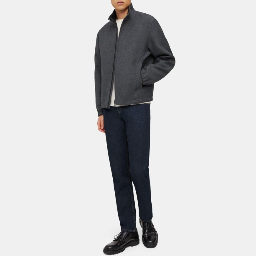 Men Theory Outlet | Stand-Collar Jacket In Bonded Wool-Blend Pestle Melange