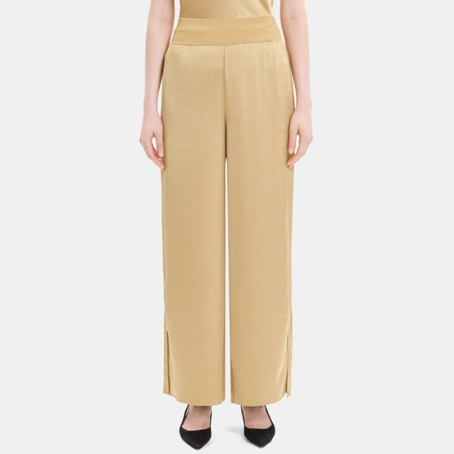 Women Theory Outlet | Slit Pull-On Pant In Silky Poly Whey