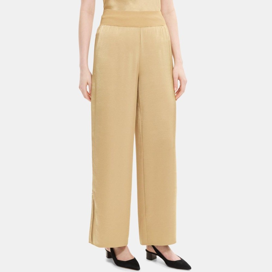 Women Theory Outlet | Slit Pull-On Pant In Silky Poly Whey