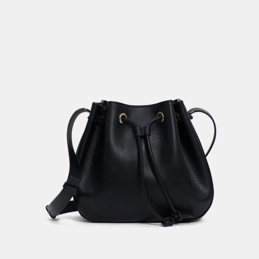 Women Theory Outlet | Micro Bucket Bag In Leather Black