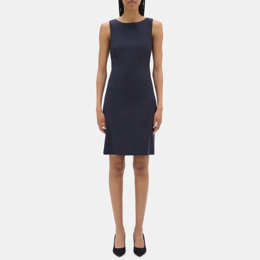 Women Theory Outlet | Sheath Dress In Sevona Stretch Wool Navy