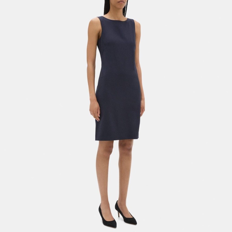 Women Theory Outlet | Sheath Dress In Sevona Stretch Wool Navy