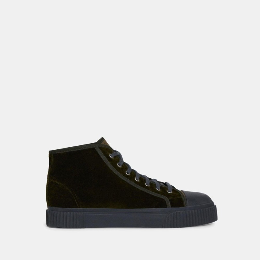 Men Theory Outlet | High-Top Velvet Sneaker Moss