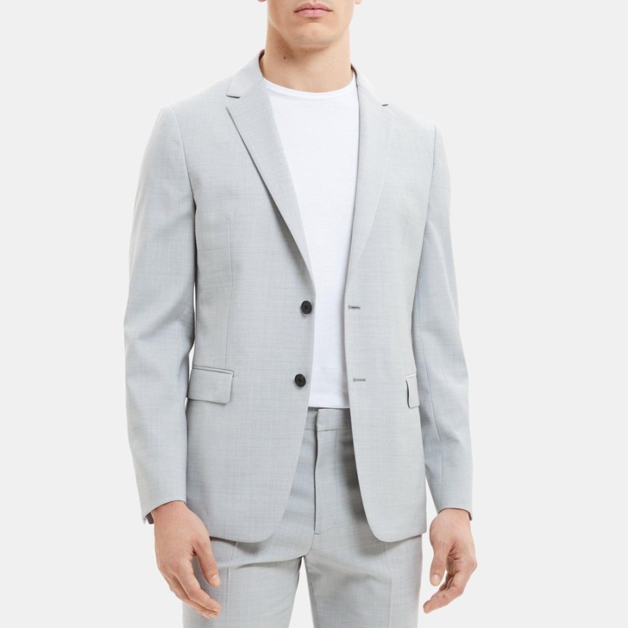 Men Theory Outlet | Unstructured Suit Jacket In Stretch Wool Light Grey Heather