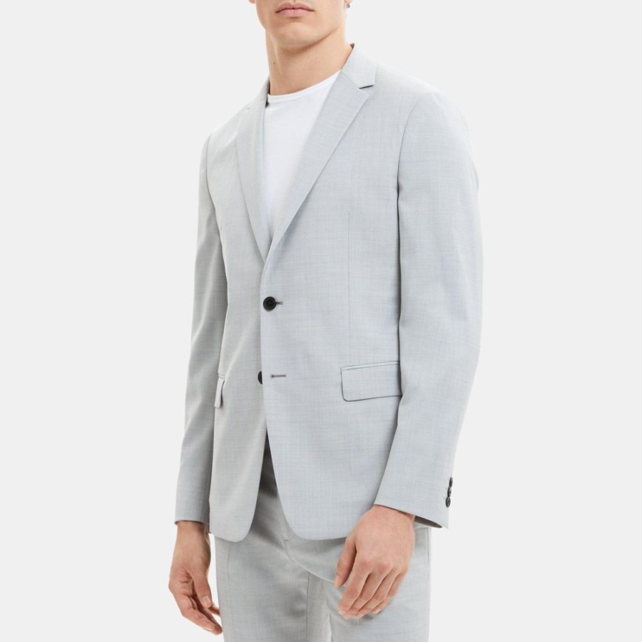 Men Theory Outlet | Unstructured Suit Jacket In Stretch Wool Light Grey Heather