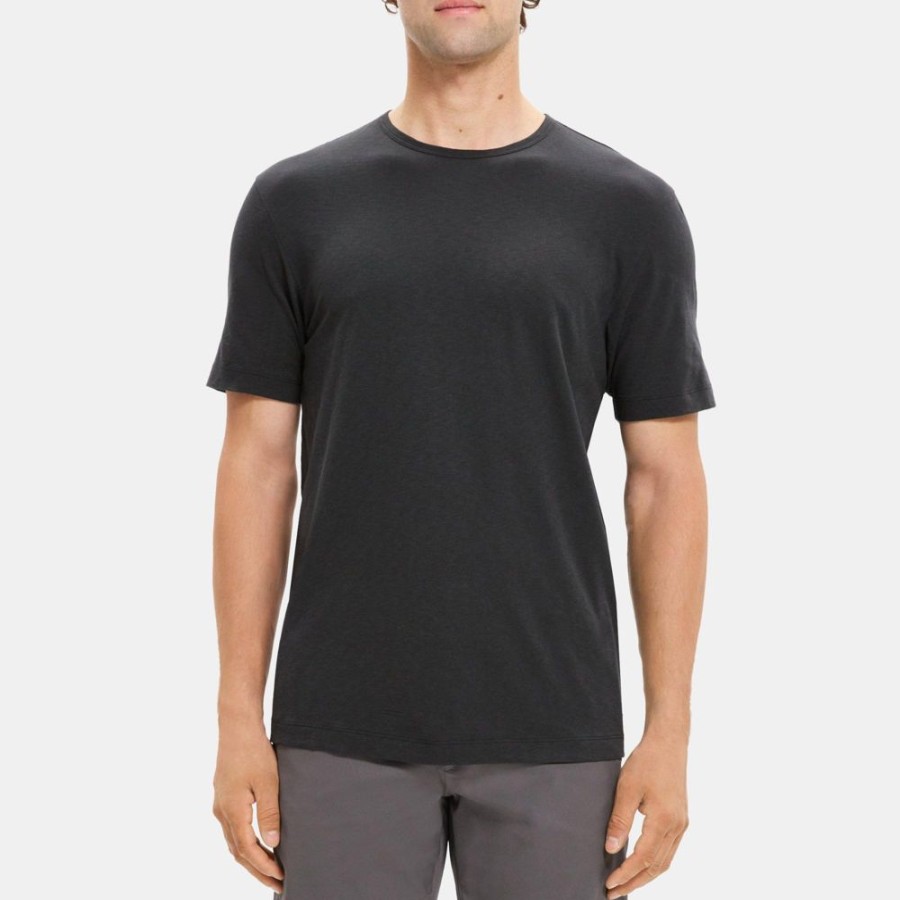 Men Theory Outlet | Relaxed Tee In Slub Cotton Black