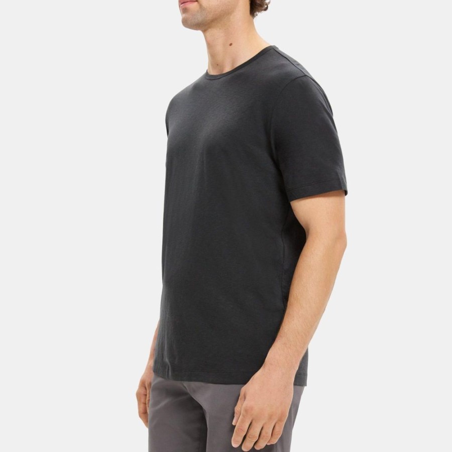 Men Theory Outlet | Relaxed Tee In Slub Cotton Black