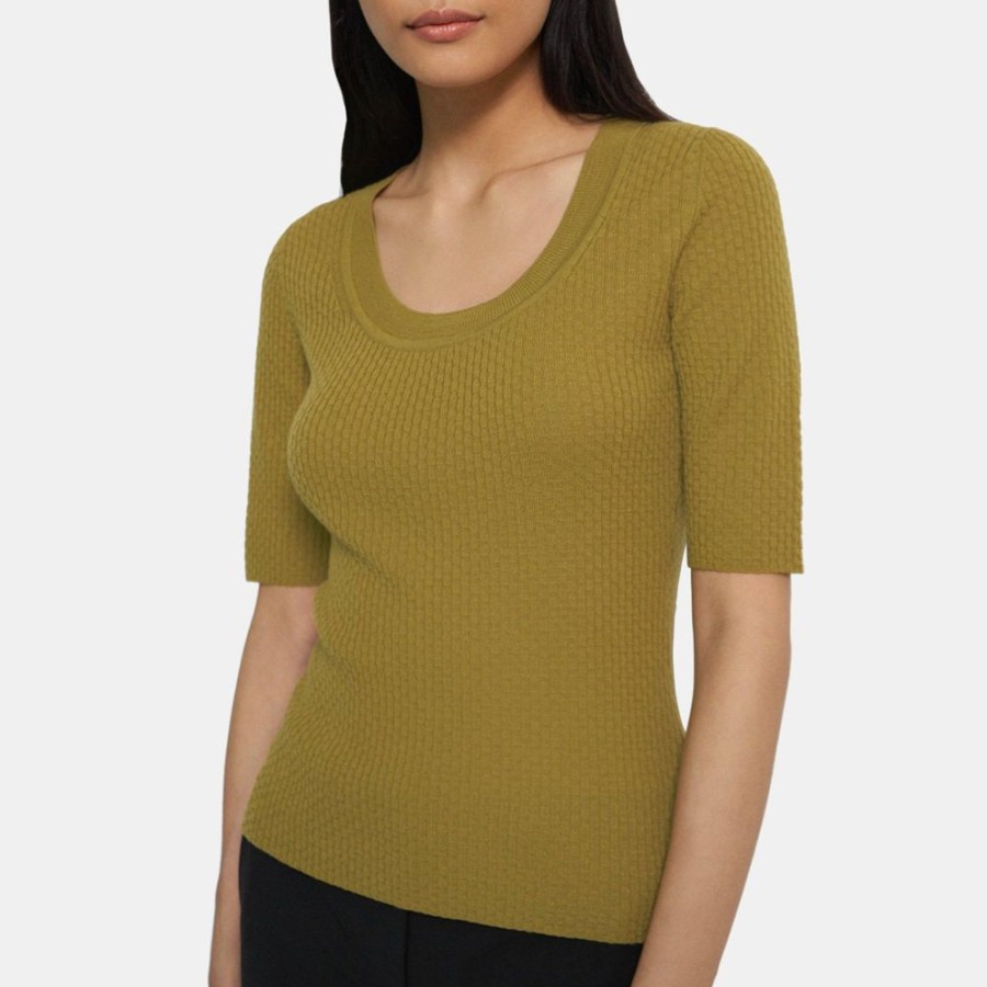 Women Theory Outlet | Short-Sleeve Scoop Neck Sweater In Merino Wool