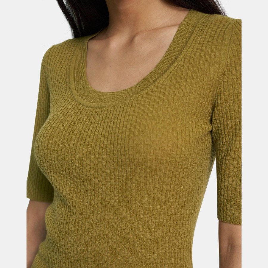 Women Theory Outlet | Short-Sleeve Scoop Neck Sweater In Merino Wool