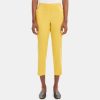 Women Theory Outlet | Slim Cropped Pull-On Pant In Linen-Blend Cornsilk