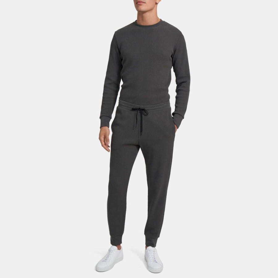 Men Theory Outlet | Essential Sweatpant In Waffle Knit Cotton Graphite