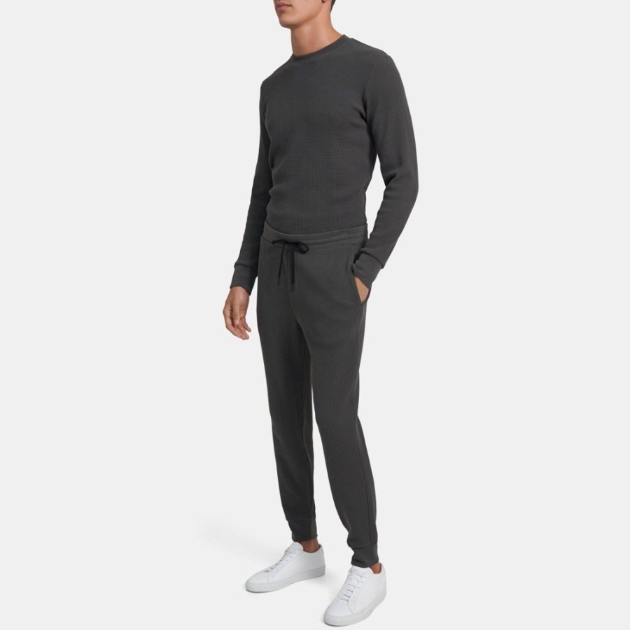 Men Theory Outlet | Essential Sweatpant In Waffle Knit Cotton Graphite