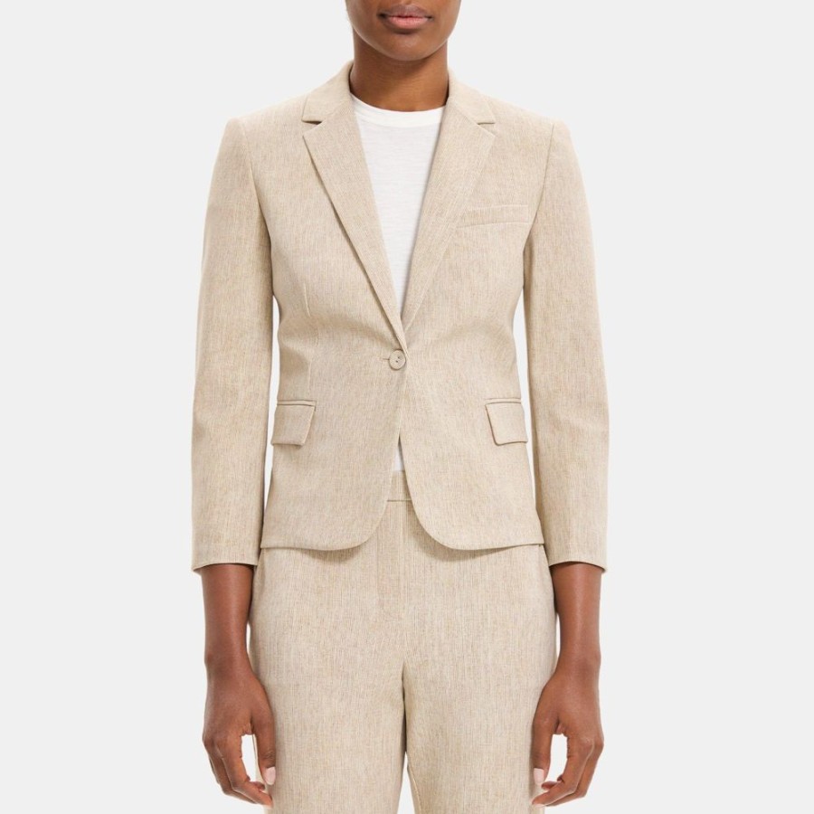 Women Theory Outlet | Shrunken Blazer In Knit Ponte Multi