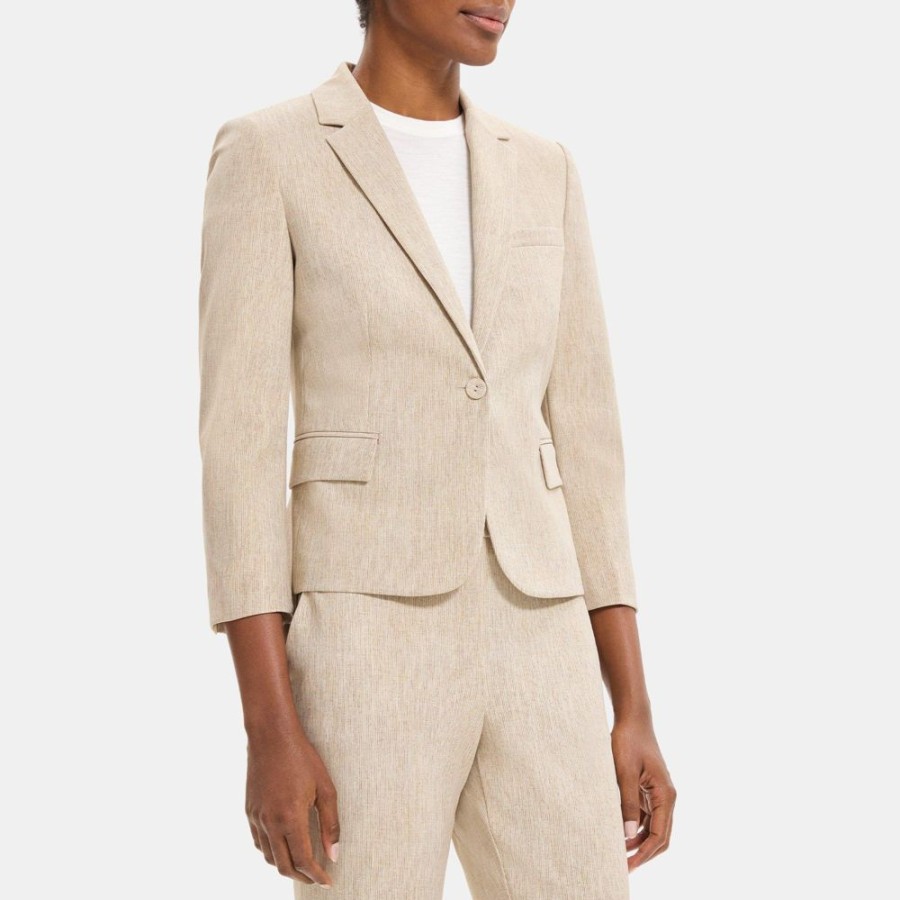 Women Theory Outlet | Shrunken Blazer In Knit Ponte Multi