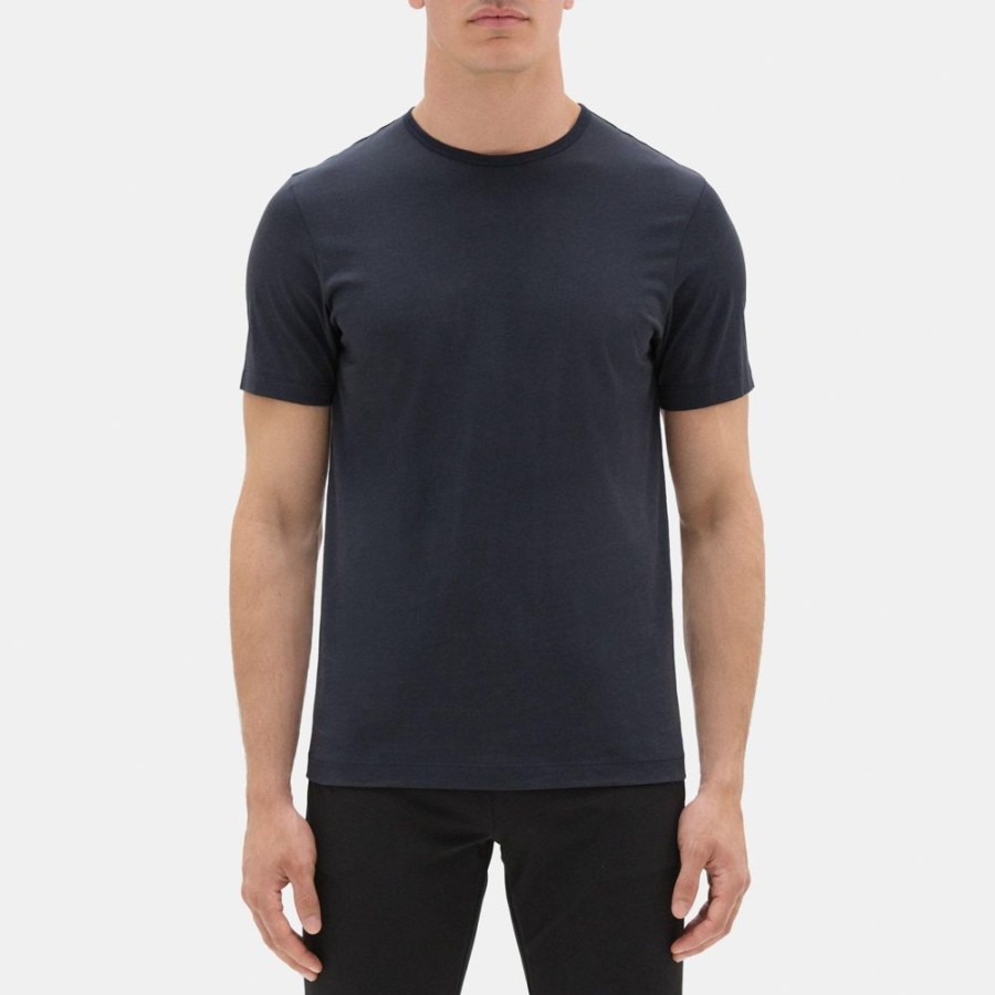 Men Theory Outlet | Relaxed Tee In Organic Luxe Cotton Jersey Eclipse