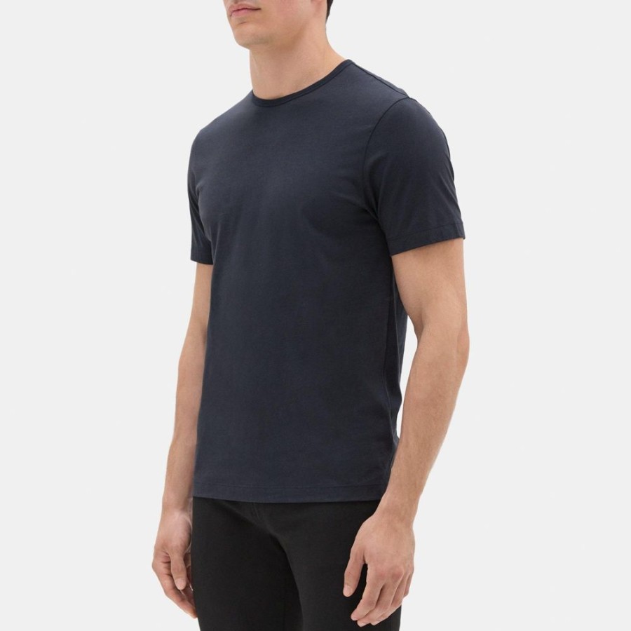 Men Theory Outlet | Relaxed Tee In Organic Luxe Cotton Jersey Eclipse