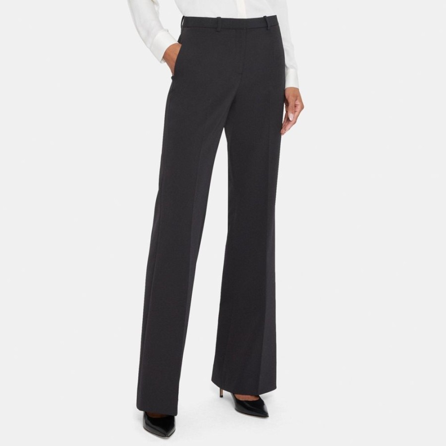 Women Theory Outlet | Flare Pant In Stretch Poly Black