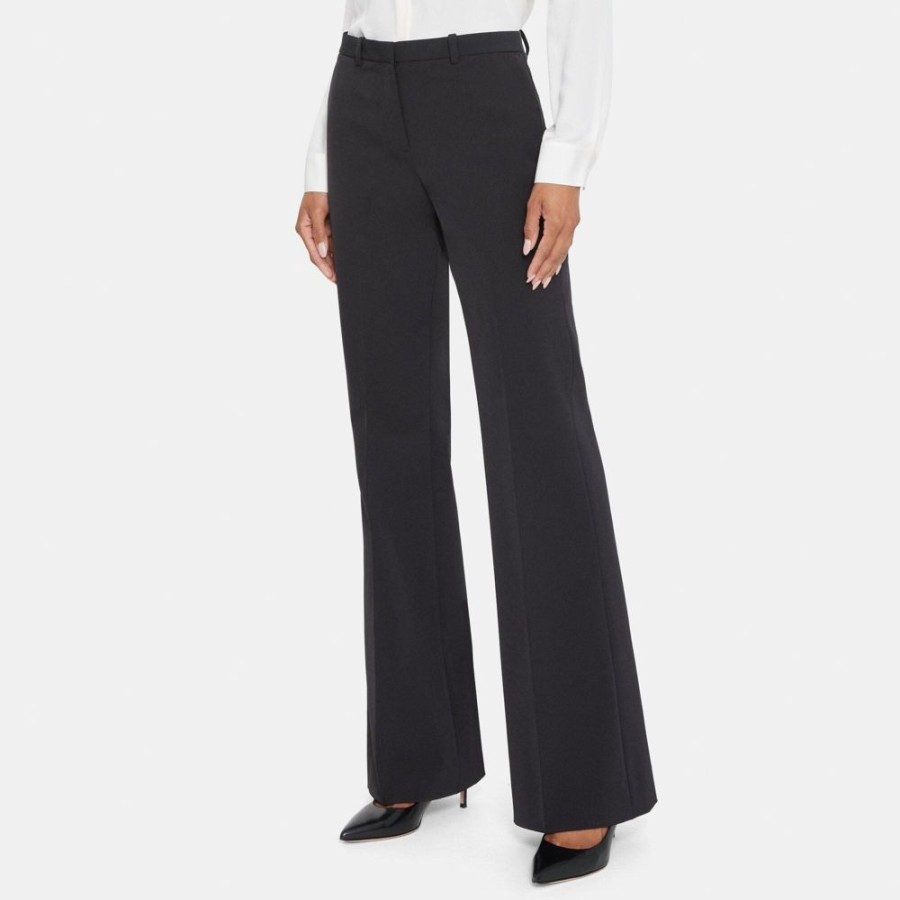 Women Theory Outlet | Flare Pant In Stretch Poly Black