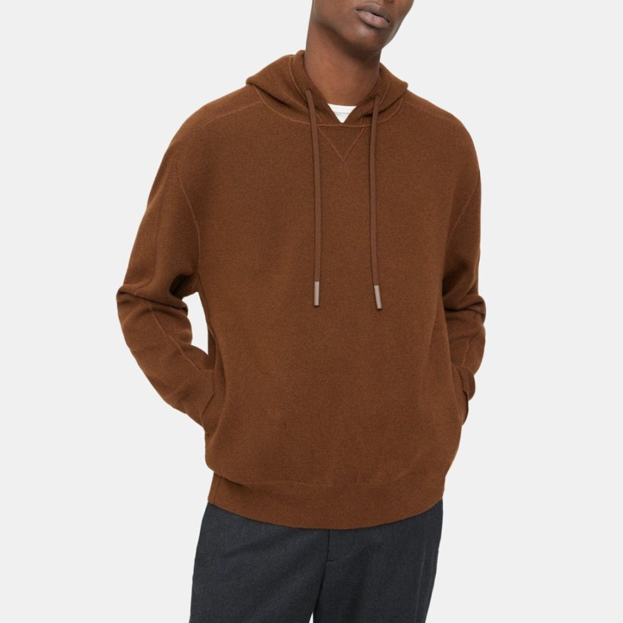 Men Theory Outlet | Hoodie In Wool-Cashmere Dark Chestnut