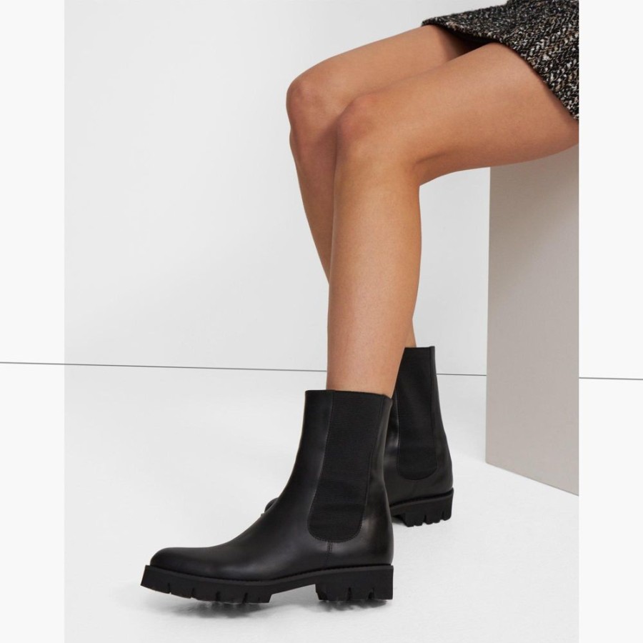 Women Theory Outlet | Chelsea Bootie In Glossed Leather