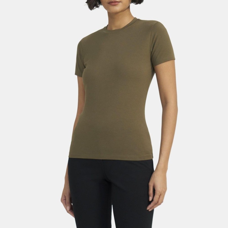 Women Theory Outlet | Tiny Tee In Modal Cotton Faded Army