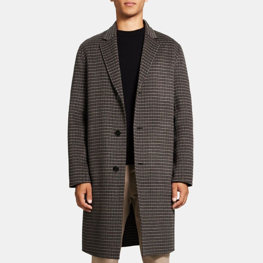 Men Theory Outlet | Single-Breasted Coat In Double-Face Wool-Cashmere Fossil Multi