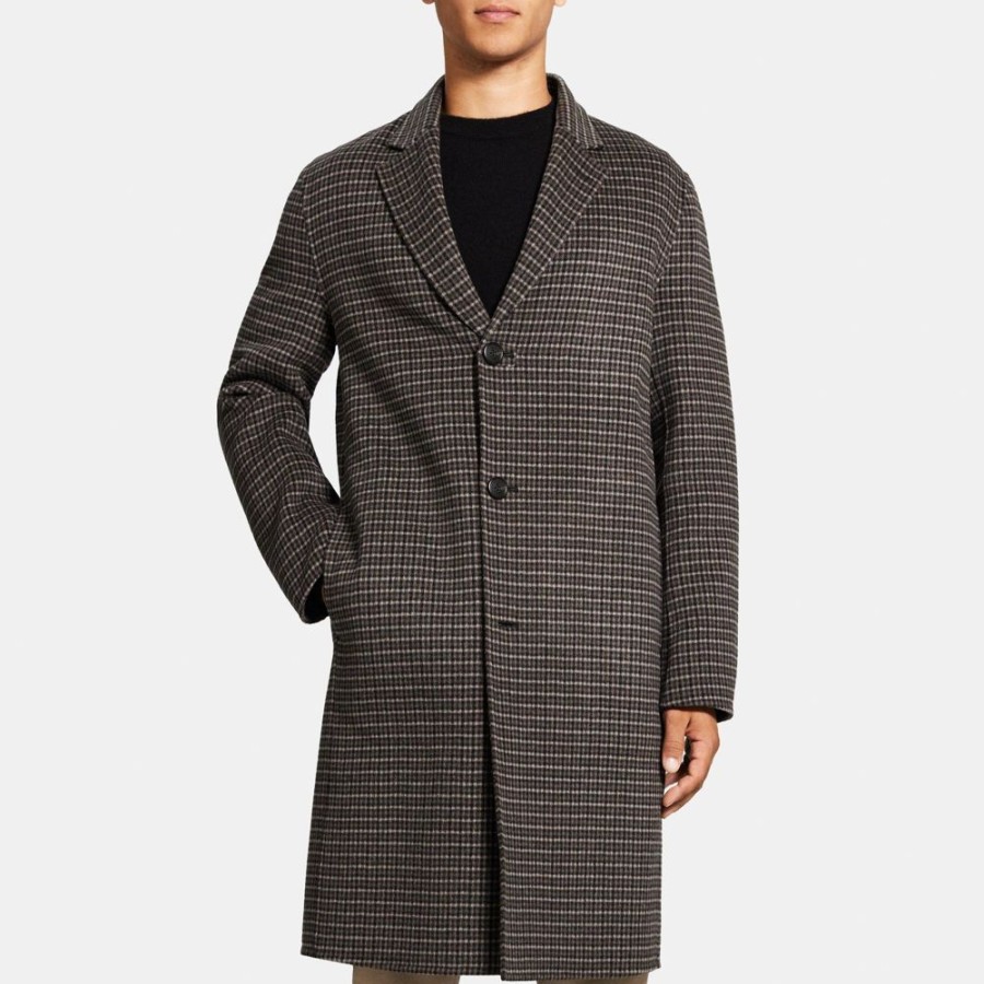 Men Theory Outlet | Single-Breasted Coat In Double-Face Wool-Cashmere Fossil Multi