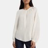 Women Theory Outlet | Gathered Shirt In Stretch Silk Ivory