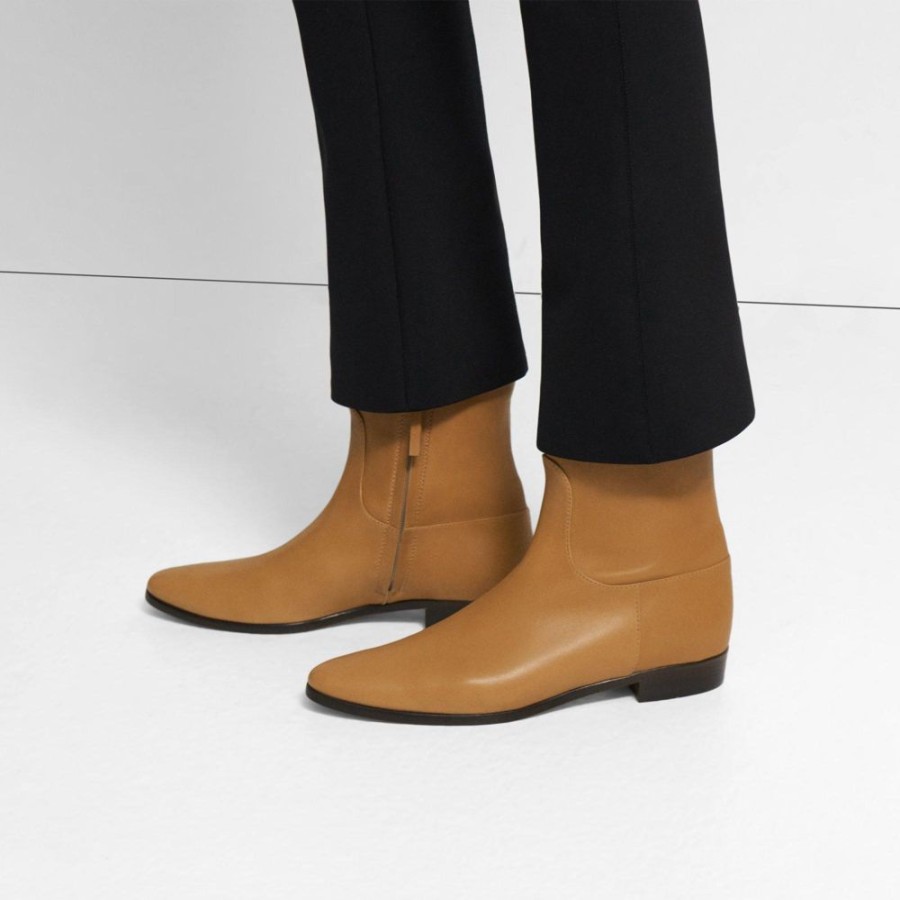 Women Theory Outlet | Ankle Bootie In Leather Natural