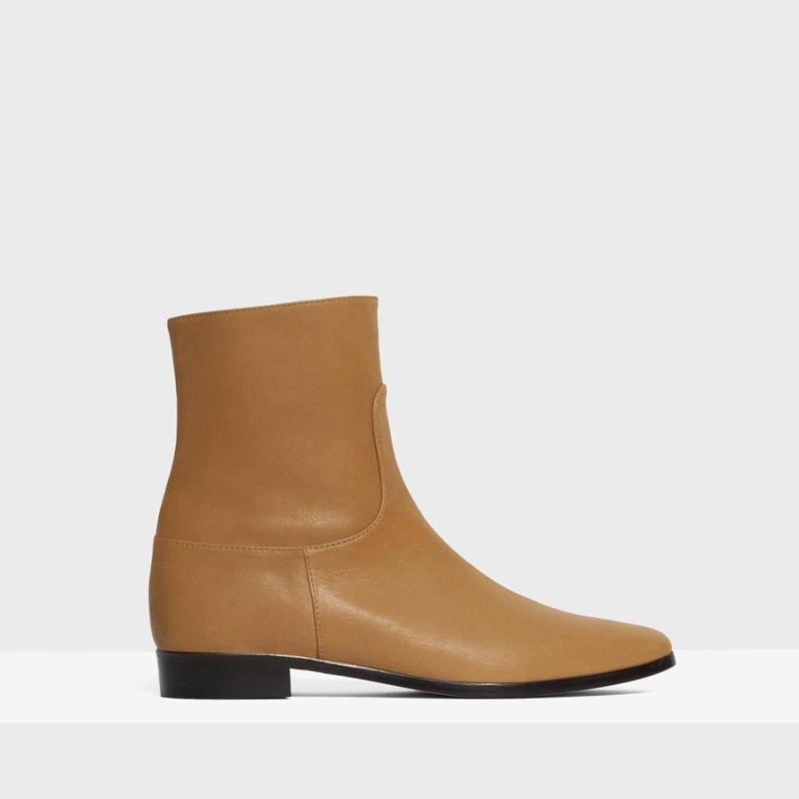 Women Theory Outlet | Ankle Bootie In Leather Natural