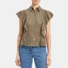 Women Theory Outlet | Ruffled Shirt In Cotton Eyelet Willow