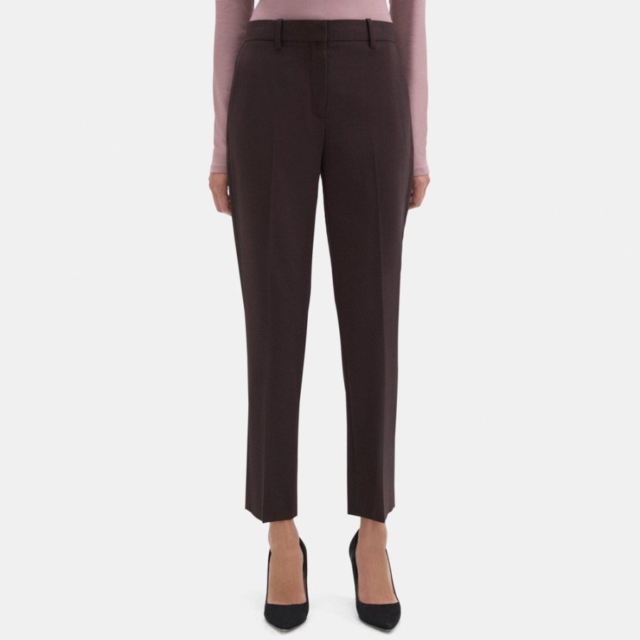 Women Theory Outlet | Classic Crop Pant In Sevona Stretch Wool Redwood