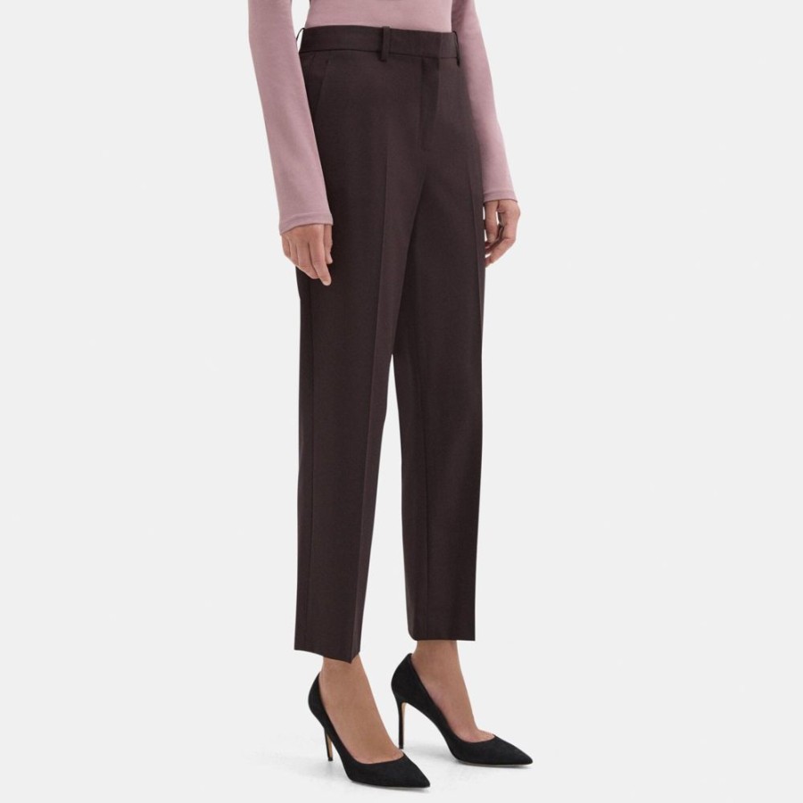 Women Theory Outlet | Classic Crop Pant In Sevona Stretch Wool Redwood