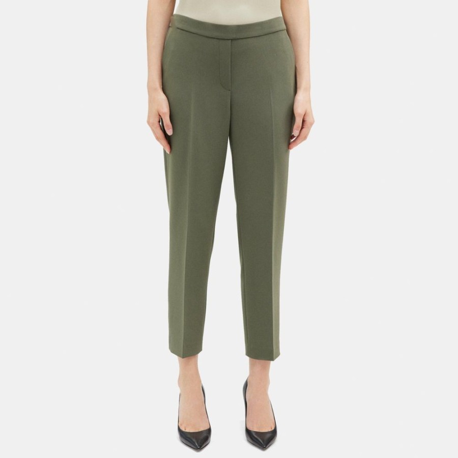 Women Theory Outlet | Cropped Slim Pull-On Pant In Crepe