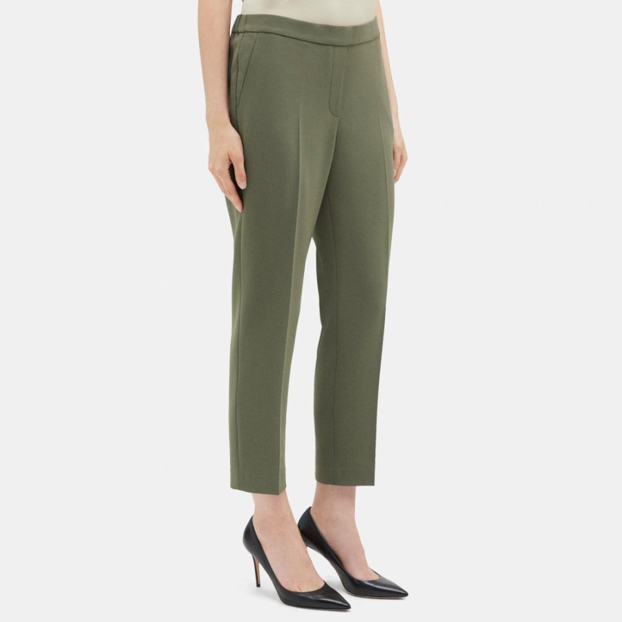 Women Theory Outlet | Cropped Slim Pull-On Pant In Crepe