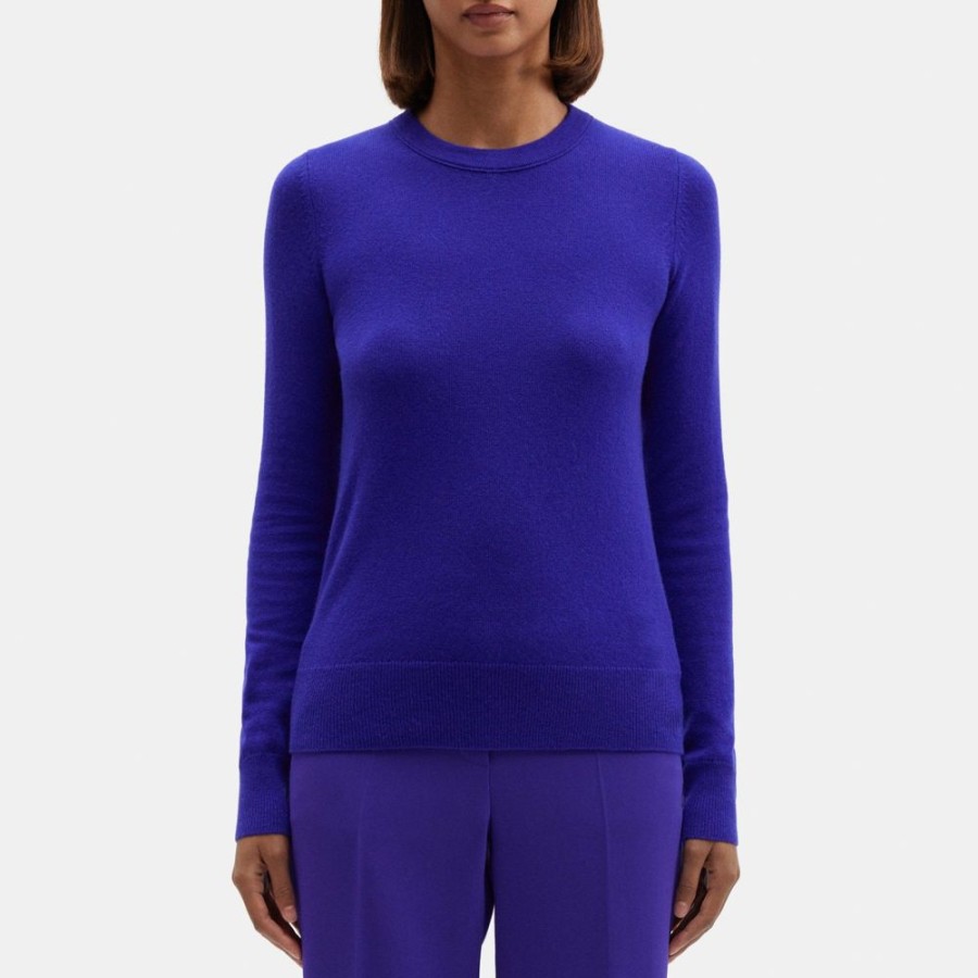 Women Theory Outlet | Crewneck Sweater In Cashmere Blue Iris